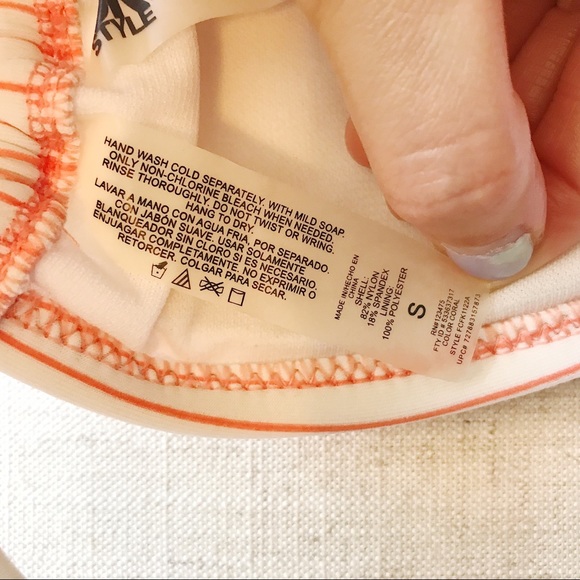 NWOT French Connection Swim Orange Striped Bandeau Bikini Bathing Suit Top - Picture 5 of 7